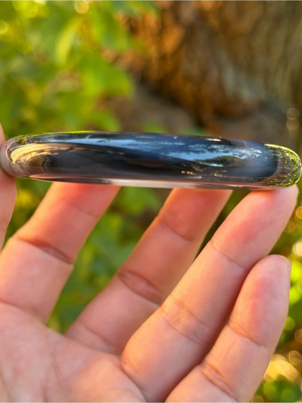 59mm Inner Diameter Slim Black White Agate Bangle 2007